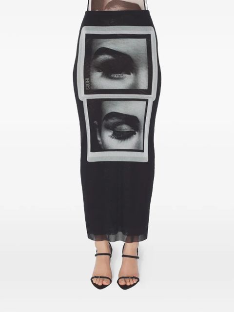 Jean Paul Gaultier printed maxi skirt - Black
