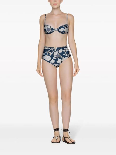 Agua By Agua Bendita Magenta Perla floral-print bikini bottoms - Blue