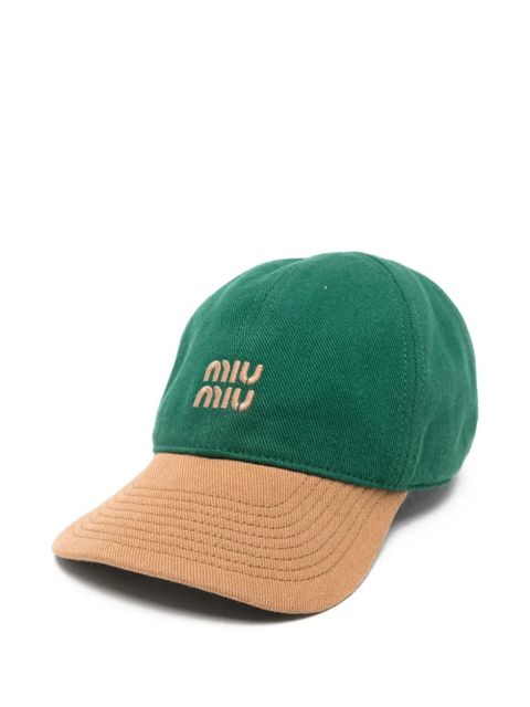 Miu Miu logo two-tone baseball cap - Green - zdjęcie produktu nr 1