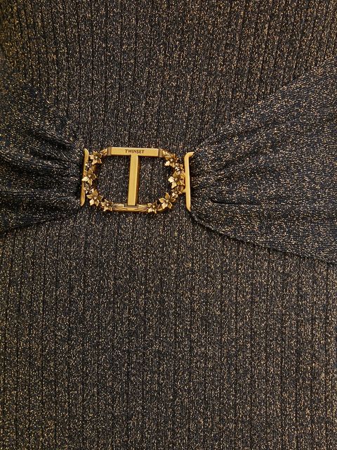 Twinset sukienka kolor czarny maxi rozkloszowana 242TT3460