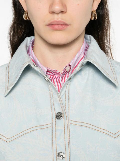 ETRO front-pocket paisley-print shirt - Blue