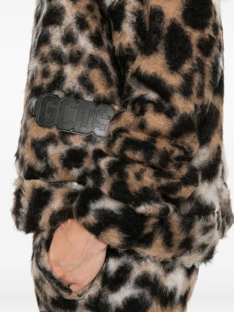 GCDS hooded animal-print sweater - Brown