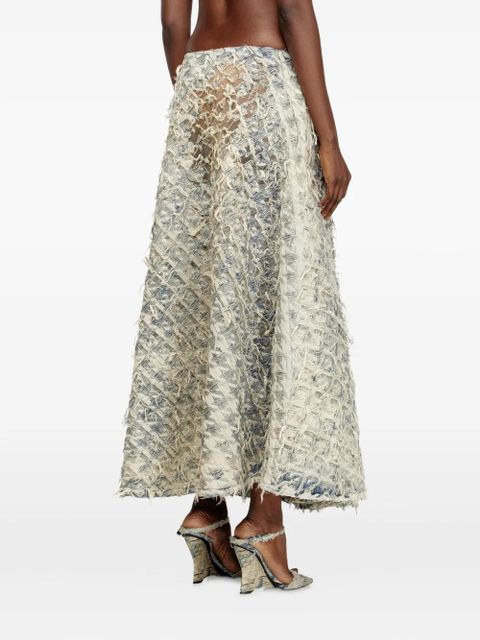 Diesel houndstooth frayed denim skirt - Blue