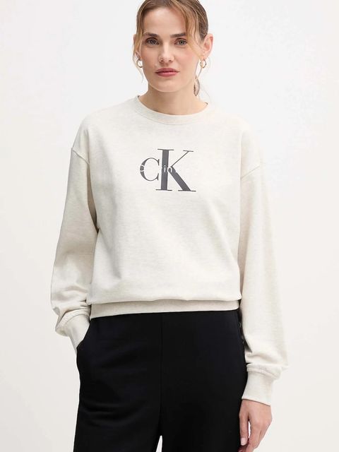 Calvin Klein Jeans bluza damska kolor beżowy z nadrukiem LV047B234G - zdjęcie produktu nr 1