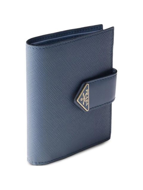 Prada small Saffiano and smooth leather wallet - Blue