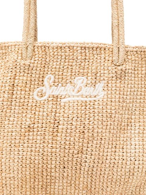 MC2 Saint Barth logo-embroidered woven tote bag - Neutrals