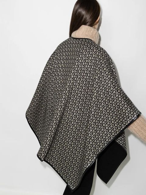 Ferragamo Gancini wool cape - Black
