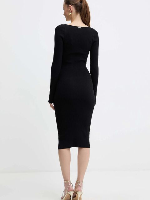 Fracomina sukienka kolor czarny midi dopasowana FS25WD5005K41601