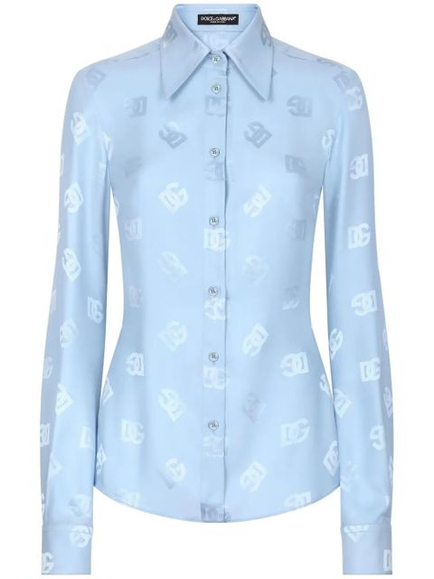 Dolce & Gabbana DNA monogram-jacquard silk shirt - Blue - zdjęcie produktu nr 1
