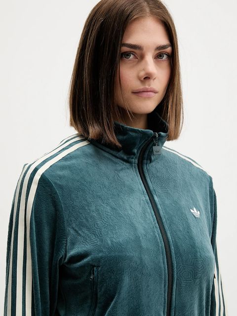 adidas Originals bluza welurowa Fb Liberty Tt damska kolor zielony z aplikacją JW5267