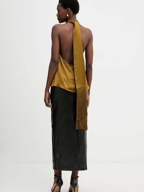 Retrofete bluzka Martina damska kolor zielony gładka R-FW25-11995-11