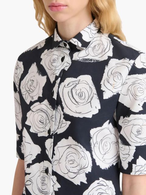 Marni floral-print button-up shirt - Black