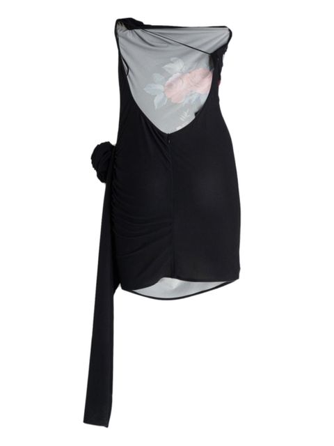 Magda Butrym one-shoulder floral-print mini dress - Black