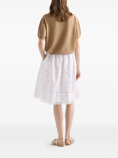 Prada embroidered poplin skirt - White