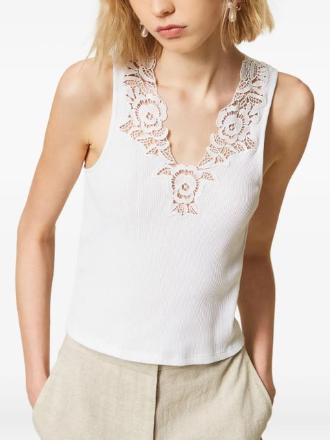 TWINSET lace-trim knitted top - White - zdjęcie produktu nr 2