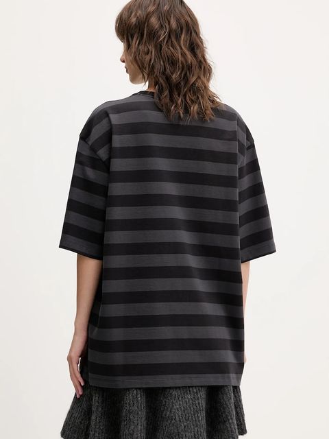 adidas Originals t-shirt bawełniany Striped Ss Tee damski kolor czarny KF2321