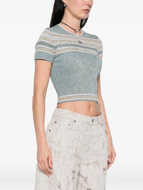 AMIRI logo-embroidered striped top - Blue