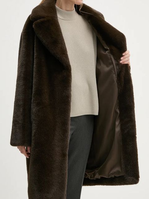 Stand Studio płaszcz Camille Cocoon Coat damski kolor brązowy przejściowy oversize 61137-9070