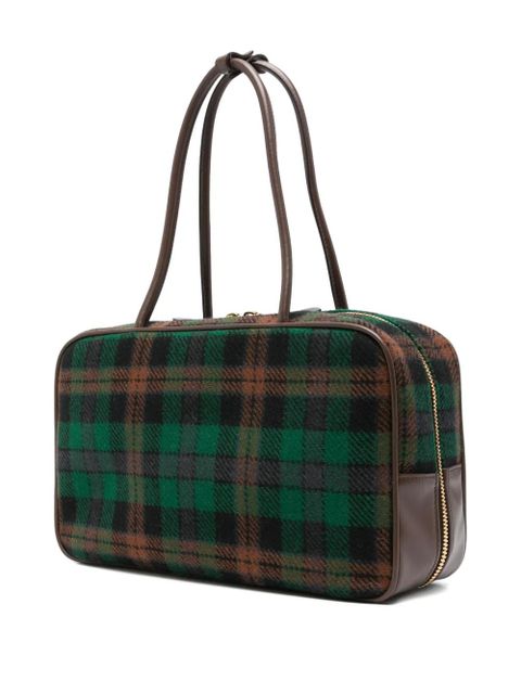 Miu Miu tartan logo-detail shoulder bag - Green