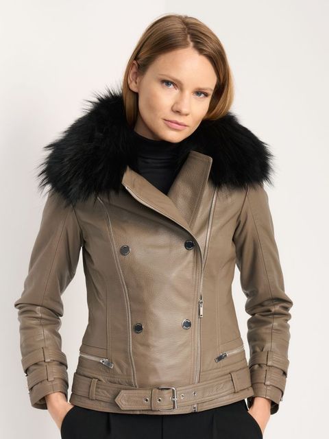 Dwurzędowa kurtka skórzana damska