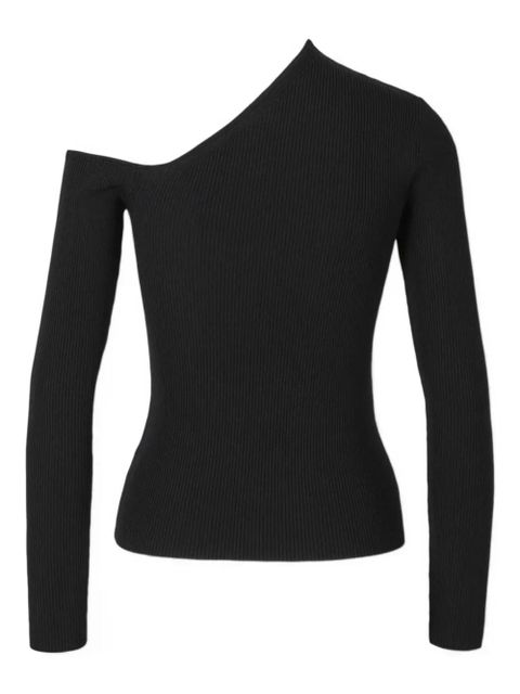 STAUD Lois ribbed asymmetric top - Black - zdjęcie produktu nr 1