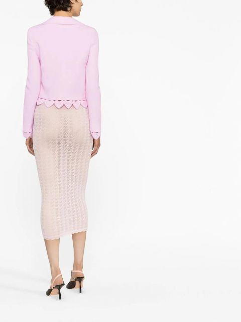 Alessandra Rich pointelle-knit midi pencil skirt - Pink