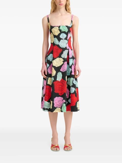 Marni floral-print A-line dress - Black