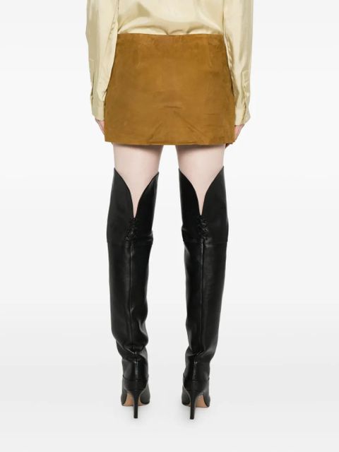 KHAITE Jett suede mini skirt - Brown