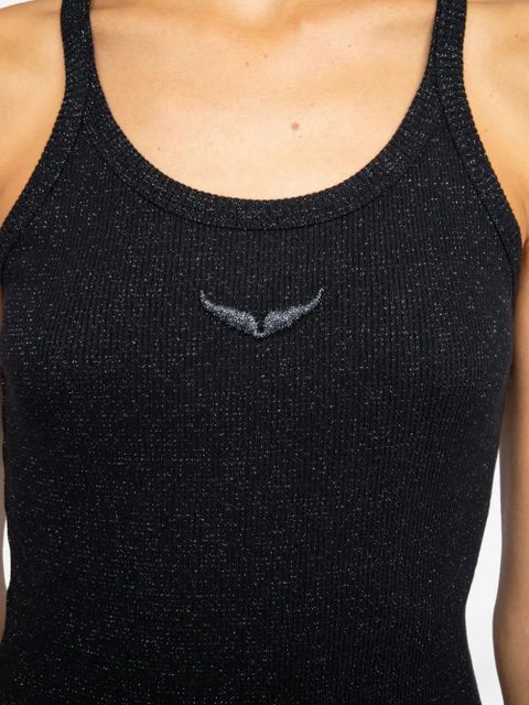 Zadig&Voltaire ribbed alba shiny top - Black