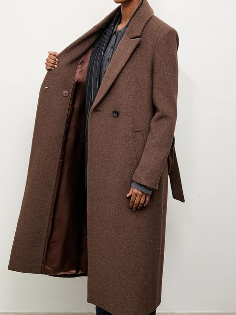 Answear Lab płaszcz wełniany kolor brązowy przejściowy dwurzędowy