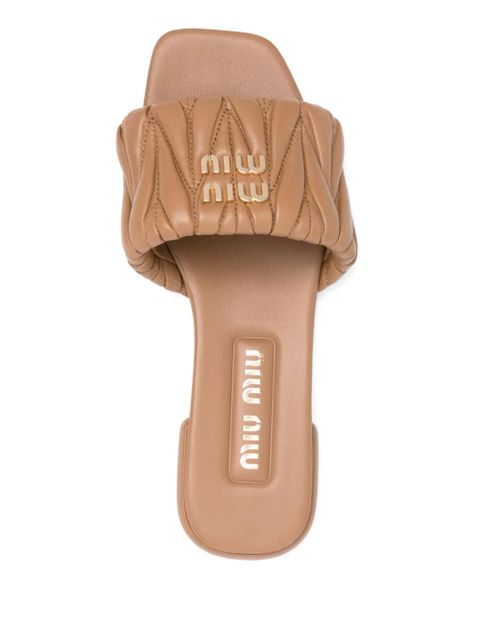 Miu Miu logo-lettering sandals - Brown