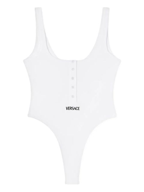Versace logo-embroidery ribbed bodysuit - White - zdjęcie produktu nr 1