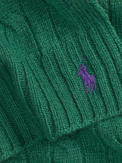 Polo Ralph Lauren szalik wełniany damski kolor zielony gładki 455956296 - zdjęcie produktu nr 2