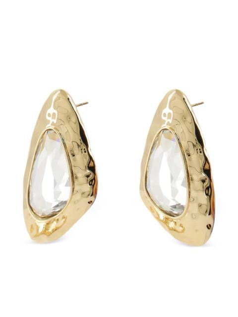 Self-Portrait crystal-embellished hammered earrings - Gold - zdjęcie produktu nr 2