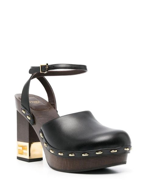 FENDI Baguette Show leather high-heeled clogs - Black - zdjęcie produktu nr 2