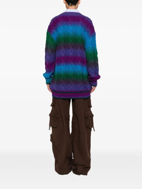 GCDS cable-knit V-neck sweater - Blue