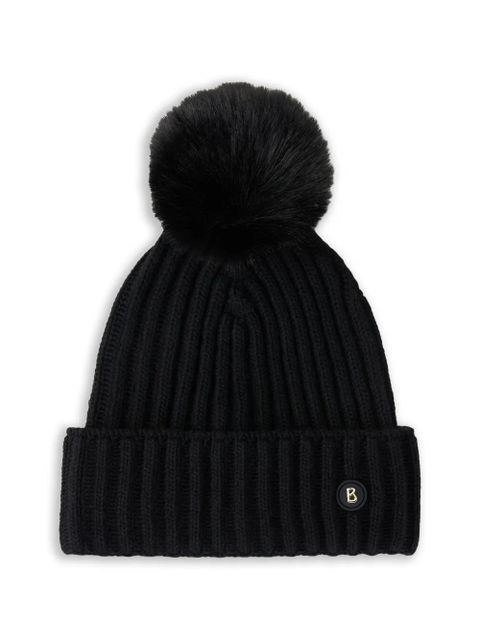 BOGNER pompom ribbed beanie hat - Black - zdjęcie produktu nr 1