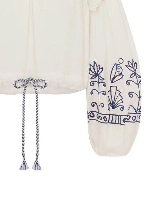 ALEMAIS Leela ruffled floral top - Neutrals