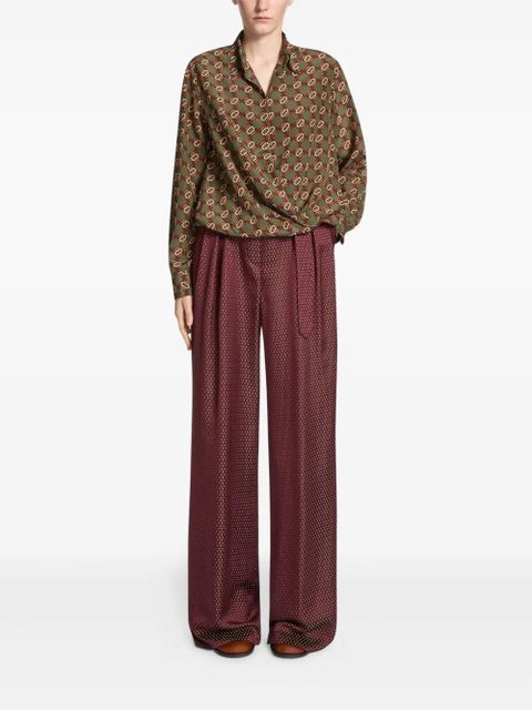DRIES VAN NOTEN belted jacquard trousers - Red - zdjęcie produktu nr 2