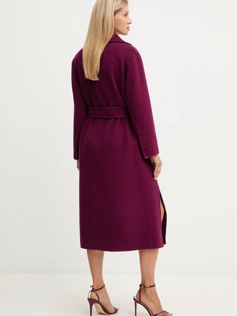 Simona Corsellini płaszcz wełniany kolor bordowy A25CPCPV0101