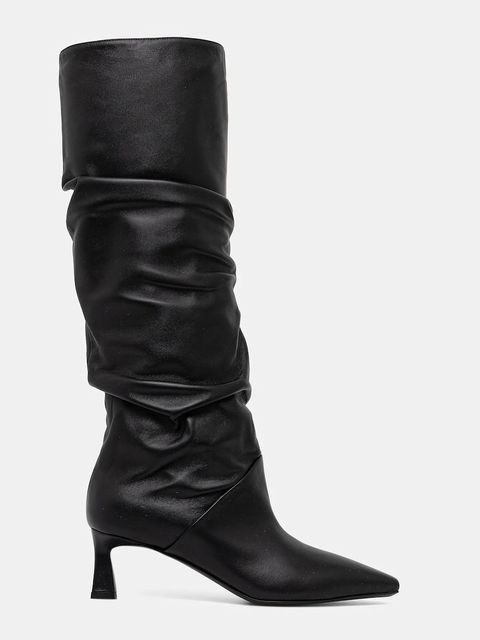 Pollini kozaki skórzane kolor czarny na szpilce SA26115M0NTE0000 - zdjęcie produktu nr 2