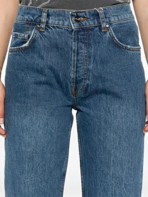 ANINE BING logo-patch boyfriend jeans - Blue