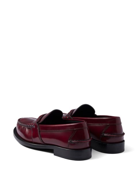 Prada brushed-leather loafers - Red