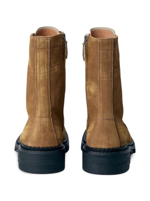 Miu Miu embossed sole lace-up boots - Brown