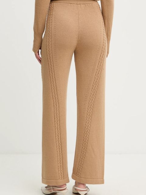 Ermanno Scervino LIFE spodnie z dodatkiem wełny damskie kolor brązowy proste high waist D474P501NJG