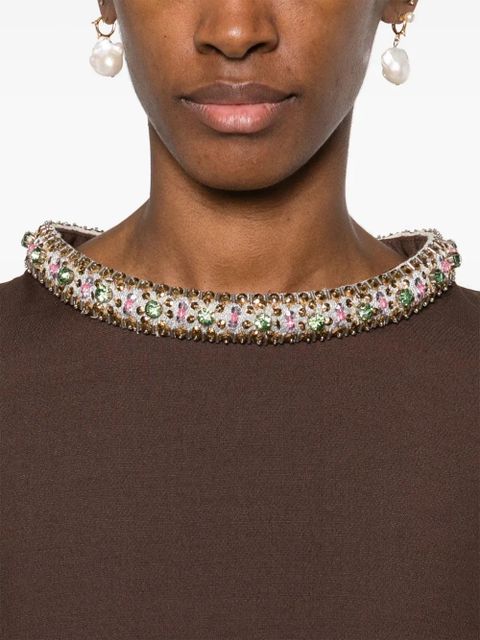 Valentino Garavani crystal-embellished crepe mini dress - Brown