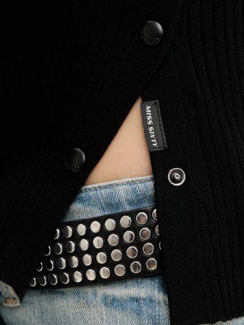 Miss Sixty sweter z domieszką jedwabiu damski kolor czarny lekki z półgolfem 6S1RJ37100