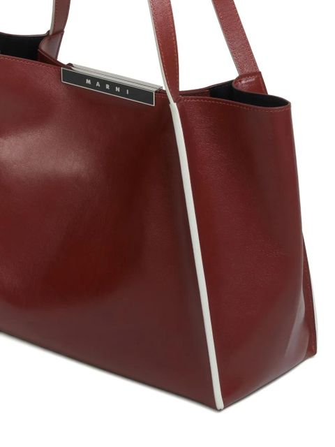 Marni small Cresta E/W leather tote bag - Red
