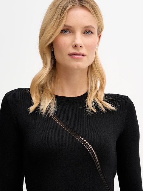 Sisley sukienka wełniana kolor czarny midi rozkloszowana 1QNQLV011