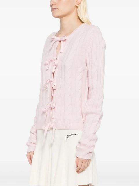 GANNI lace-up fastening cardigan - Pink